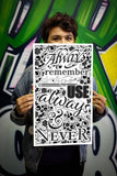 Always Remember To Never Use Always & Never - 13”x22” Vintage Style Word Art Poster - Home Nostalgia Decor – Motivational Wall Print - Lammy Artist Edition