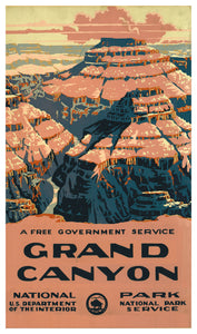 United States Department of the Interior - National Park Service – The Grand Canyon - 13”x22” Vintage Style Showprint Poster - Home Decor – Wall Art Print