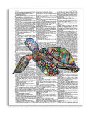 Jewelled Sea Turtle 8.5"x11" Semi Translucent Dictionary Art Print