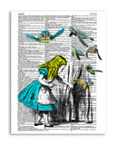 Alice in Wonderland & Sea Turtles 8.5"x11" Semi Translucent Dictionary Art Print