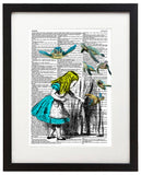 Alice in Wonderland & Sea Turtles 8.5"x11" Semi Translucent Dictionary Art Print