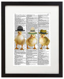 Ducklings in Hats 8.5"x11" Semi Translucent Dictionary Art Print