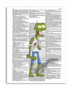 Happy Zombie 8.5"x11" Semi Translucent Dictionary Art Print
