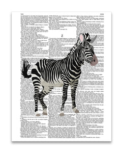 Zebra Illustration 8.5"x11" Semi Translucent Dictionary Art Print