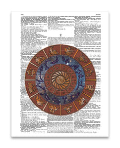 Cosmic Zodiac 8.5"x11" Semi Translucent Dictionary Art Print