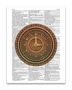 Clock 8.5"x11" Semi Translucent Dictionary Art Print