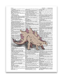 Stegosaurus Drawing 8.5"x11" Semi Translucent Dictionary Art Print