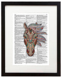 Jewelled Horse Head 8.5"x11" Semi Translucent Dictionary Art Print