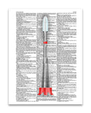 Rocket Illustration 8.5"x11" Semi Translucent Dictionary Art Print