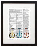 Unicycles Center 8.5"x11" Semi Translucent Dictionary Art Print