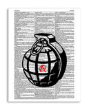 Anarchist Grenade 8.5"x11" Semi Translucent Dictionary Art Print