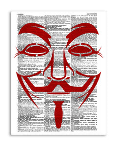 Anonymous Red 8.5"x11" Semi Translucent Dictionary Art Print