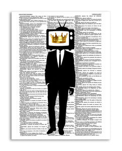 King TV Head 8.5"x11" Semi Translucent Dictionary Art Print