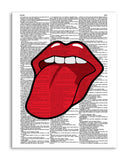 Lips & Tongue 8.5"x11" Semi Translucent Dictionary Art Print