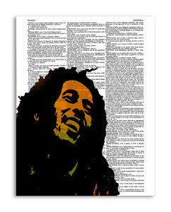Bob Marley Illustration 8.5"x11" Semi Translucent Dictionary Art Print
