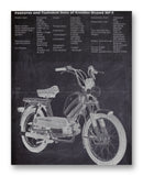 Kreidler Moped Tech Specs 11" x 14" Mono Tone Print (Choose Your Color)