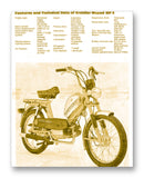 Kreidler Moped Tech Specs 11" x 14" Mono Tone Print (Choose Your Color)