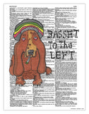 Basset To The Left  8.5"x11" Semi Translucent Dictionary Art Print