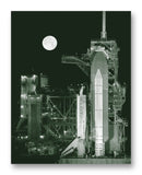 Shuttle Discovery Full Moon 11" x 14" Mono Tone Print (Choose Your Color)