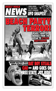 Weekly World News Beach Party Terror 13" x 22" Showprint Poster (Special Red Edition)