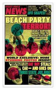 Weekly World News Beach Party Terror 13" x 22" Showprint Poster (Neckahneck Artist Edition)